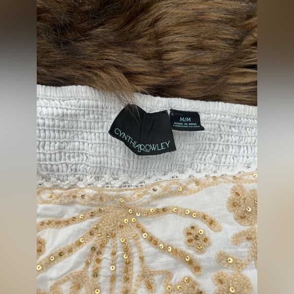 Cynthia Rowley Medium Gold Sequin White Tube Top - Picture 2 of 2
